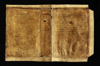 Outer face of the codex leaf used as binding parchment